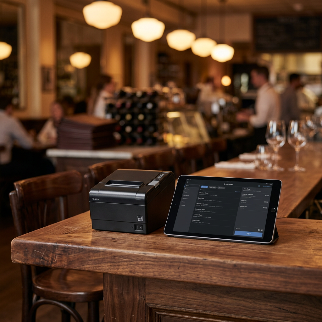 Thermodrucker und iPad mini Bestellterminal am Buffet